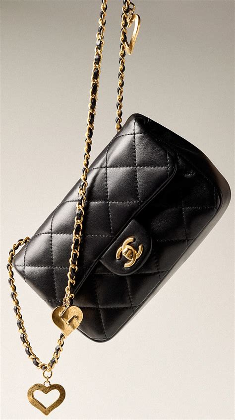 chanel mini flap with heart charms|Chanel mini flap price.